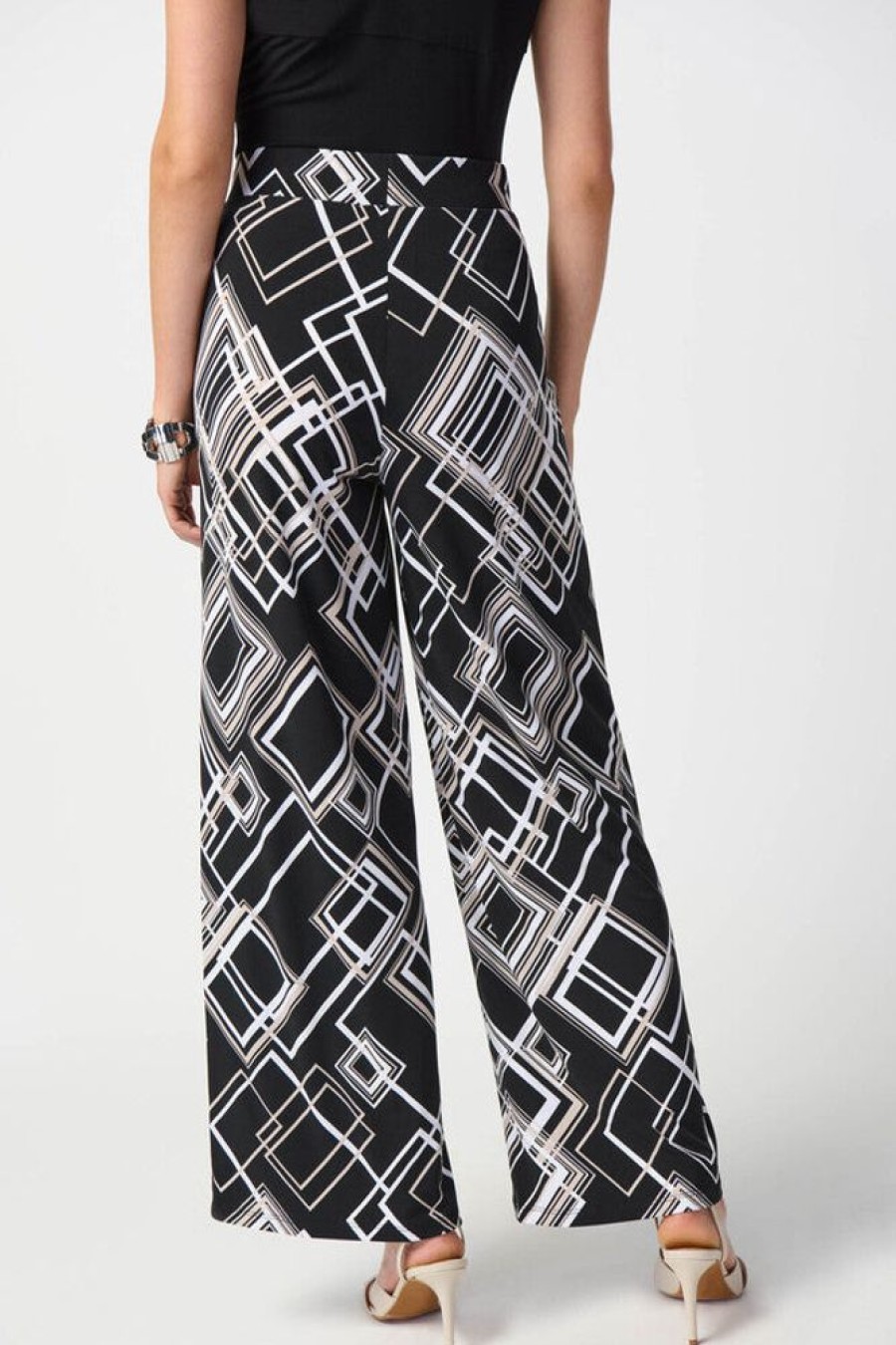 Women JOSEPH RIBKOFF Bottoms | Joseph Ribkoff- Geo Print Wide Leg Pants Black Multi