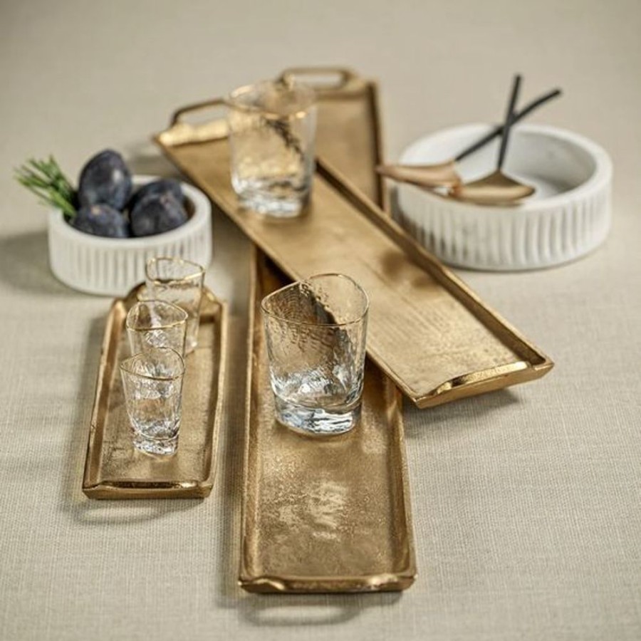 Cottage Kitchen SCHAUBEN & CO Decor | Zodax- Rectangualr Gold Aluminum Tray-Medium