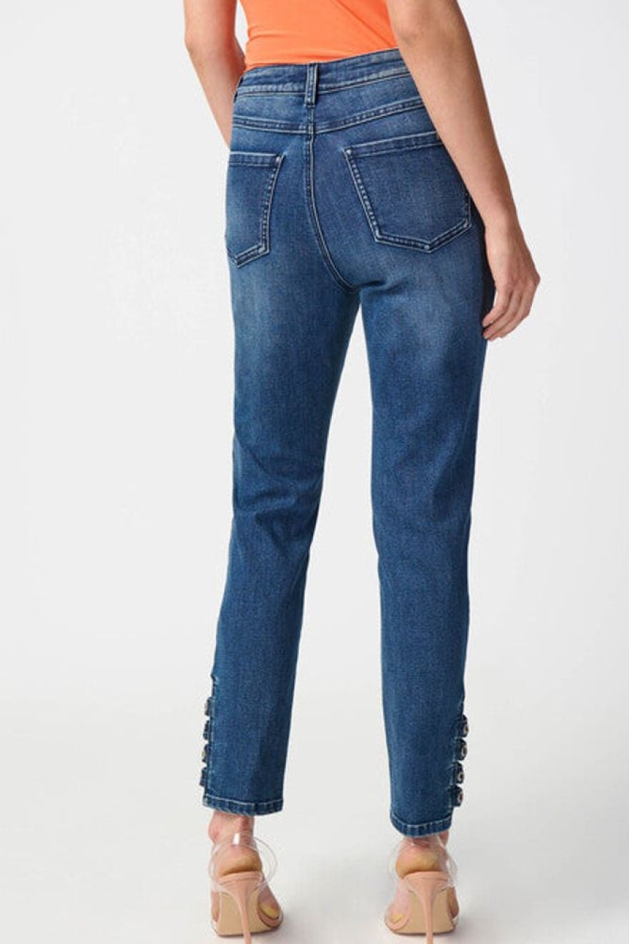 Women JOSEPH RIBKOFF Bottoms | Joseph Ribkoff- Eyelet Detail Jeans Med Blue