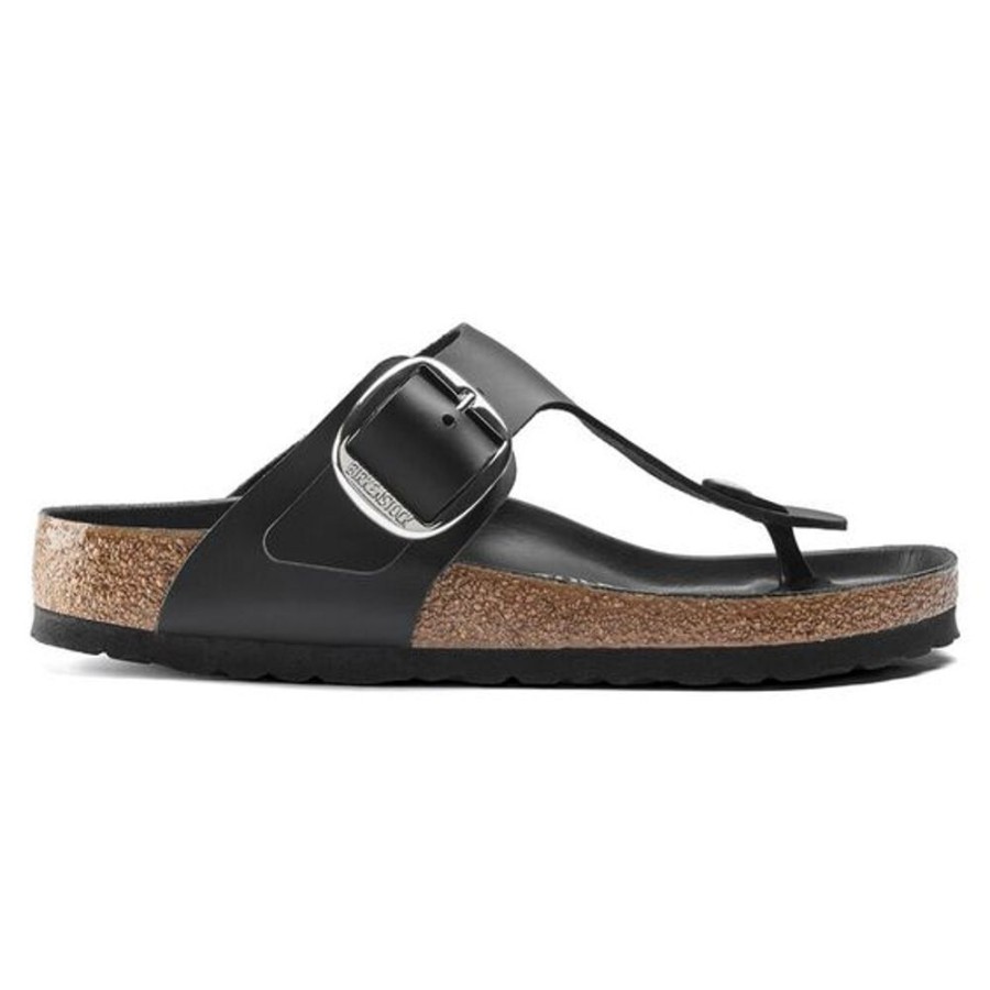 Women BIRKENSTOCK Sandals | Birkenstock- Women'S Gizeh Big Buckle Oiled Nubuck Sandal Black