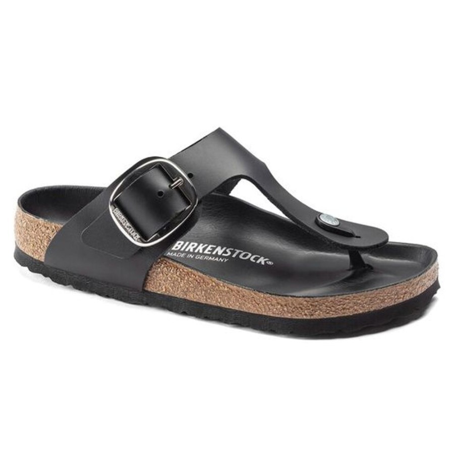 Women BIRKENSTOCK Sandals | Birkenstock- Women'S Gizeh Big Buckle Oiled Nubuck Sandal Black