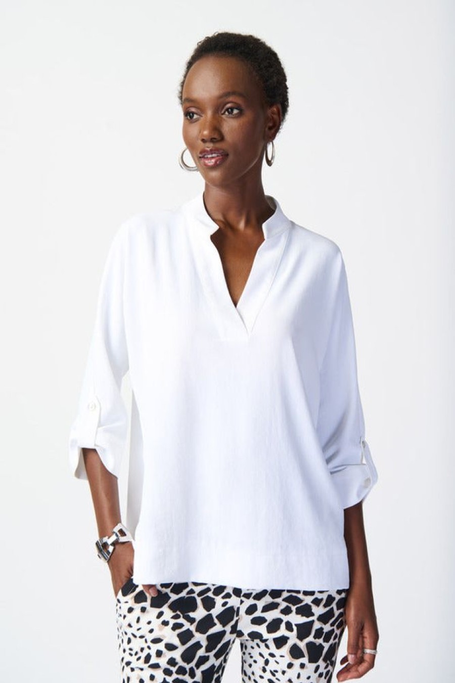 Women JOSEPH RIBKOFF Tops | Joseph Ribkoff- Wide Collar Popover Blouse Vanilla