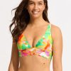 Women SEAFOLLY Tops | Seafolly- Women'S Wonderland Bikini Top Fuchsia Rose