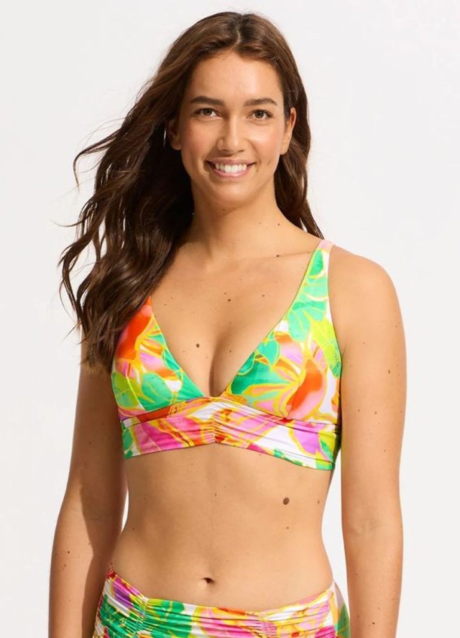 Women SEAFOLLY Tops | Seafolly- Women'S Wonderland Bikini Top Fuchsia Rose