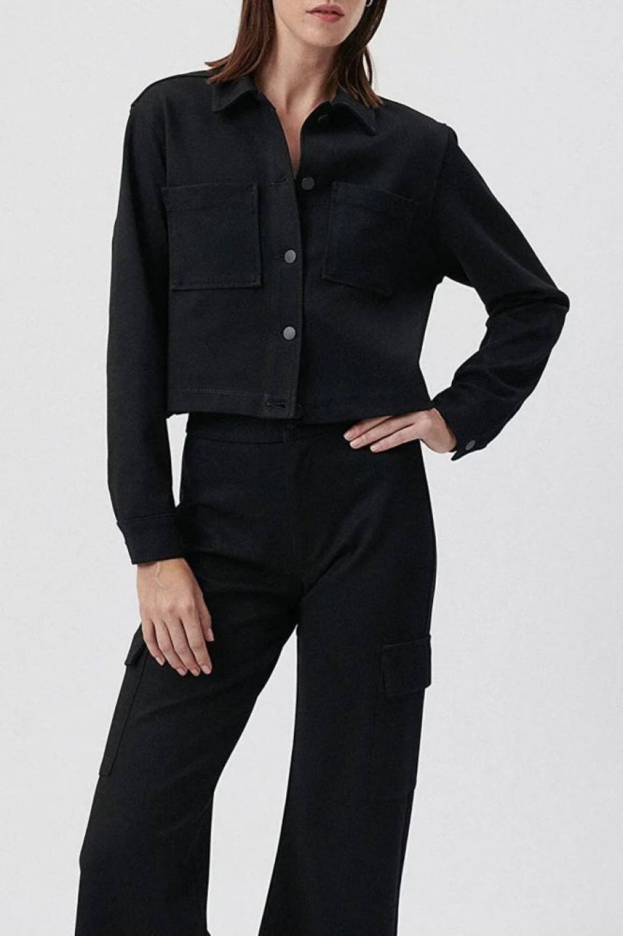 Women MAVI Coats & Jackets | Mavi- Cropped Shirley Jacket Black