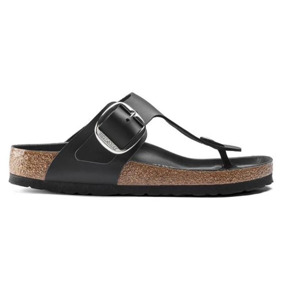 Women BIRKENSTOCK Casual Footwear | Birkenstock- Women'S Gizeh Big Buckle Oiled Nubuck Sandal Black