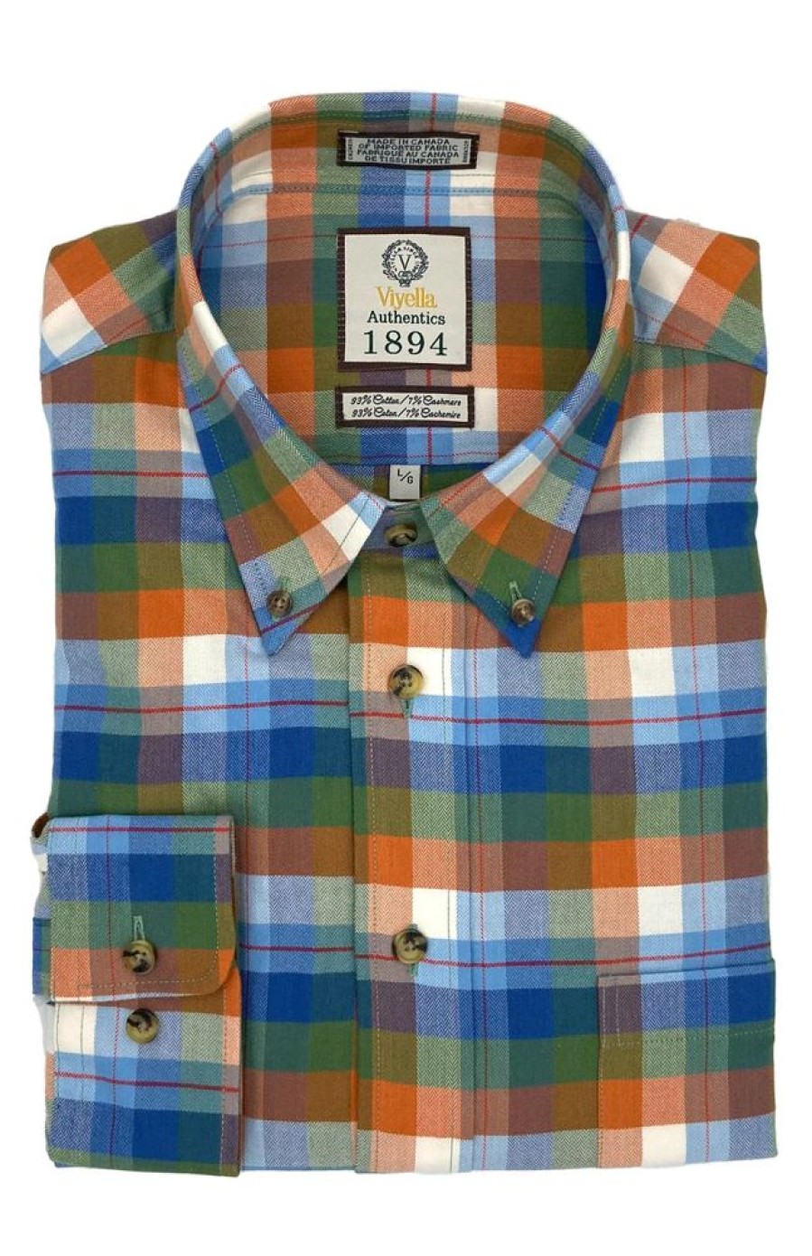 Men VIYELLA Tops | Viyella- Mens Cotton/Cashmere Button Down Sport Shirt Sunburst