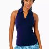 Women LILLY PULITZER Tops | Lilly Pulitzer- Upf 50+ Luxletic Lakelyn Bra Polo Top True Navy