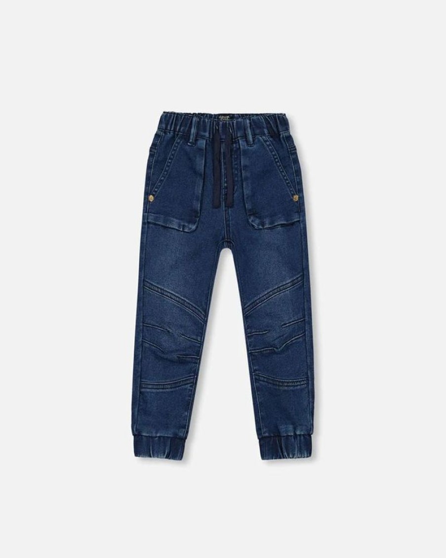 Kid DEUXPARDEUX Bottoms | Deux Par Deux- Big Kids French Terry Denim Joggers Navy Denim