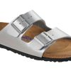 Women BIRKENSTOCK Sandals | Birkenstock-Women'S Arizona Soft Footbed Silver