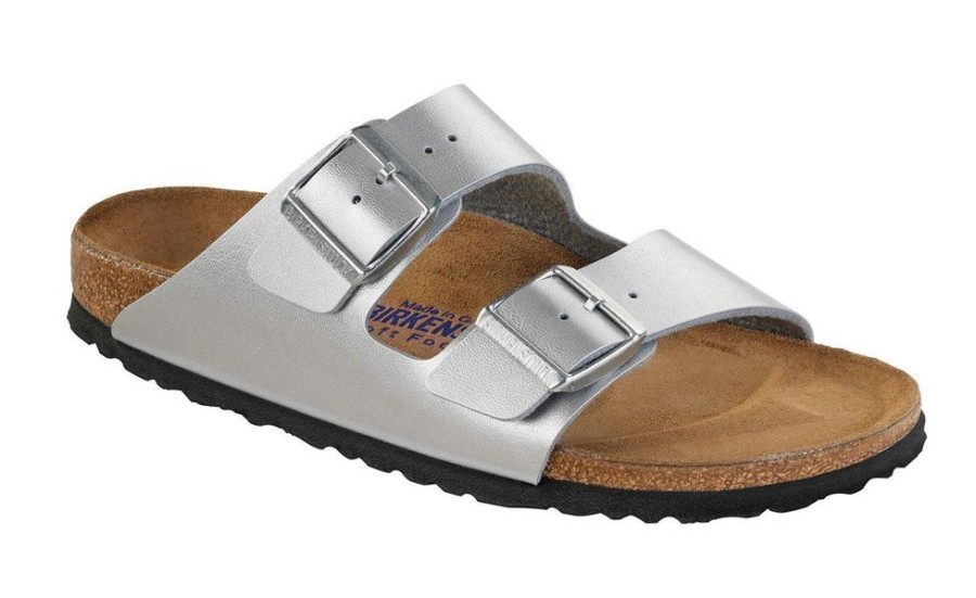 Women BIRKENSTOCK Sandals | Birkenstock-Women'S Arizona Soft Footbed Silver