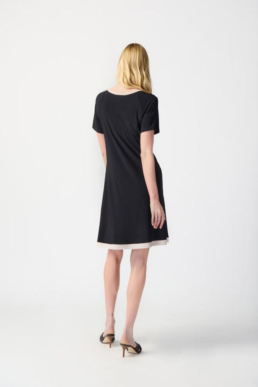 Women JOSEPH RIBKOFF Dresses | Joseph Ribkoff- Two-Tone Dress With Pockets Blk-Moonstone