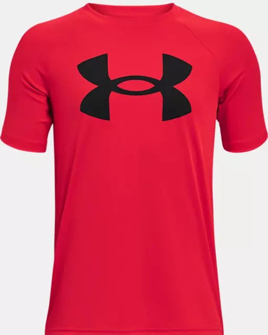 Kid UNDER ARMOUR Tops | Under Armour- Boys' Ua Tech™ Big Logo Short Sleeve Red