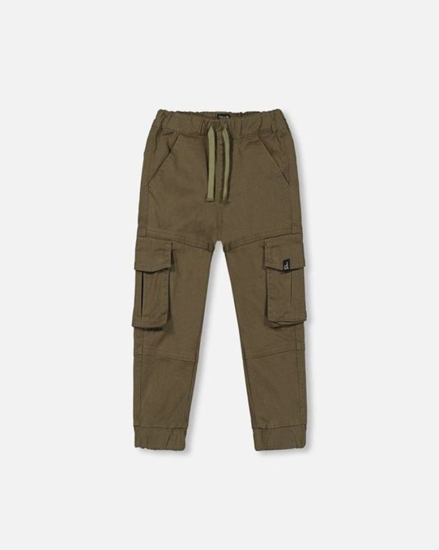 Kid DEUXPARDEUX Bottoms | Deux Par Deux- Big Kids Strech Twill Cargo Joggers Grape Leaf