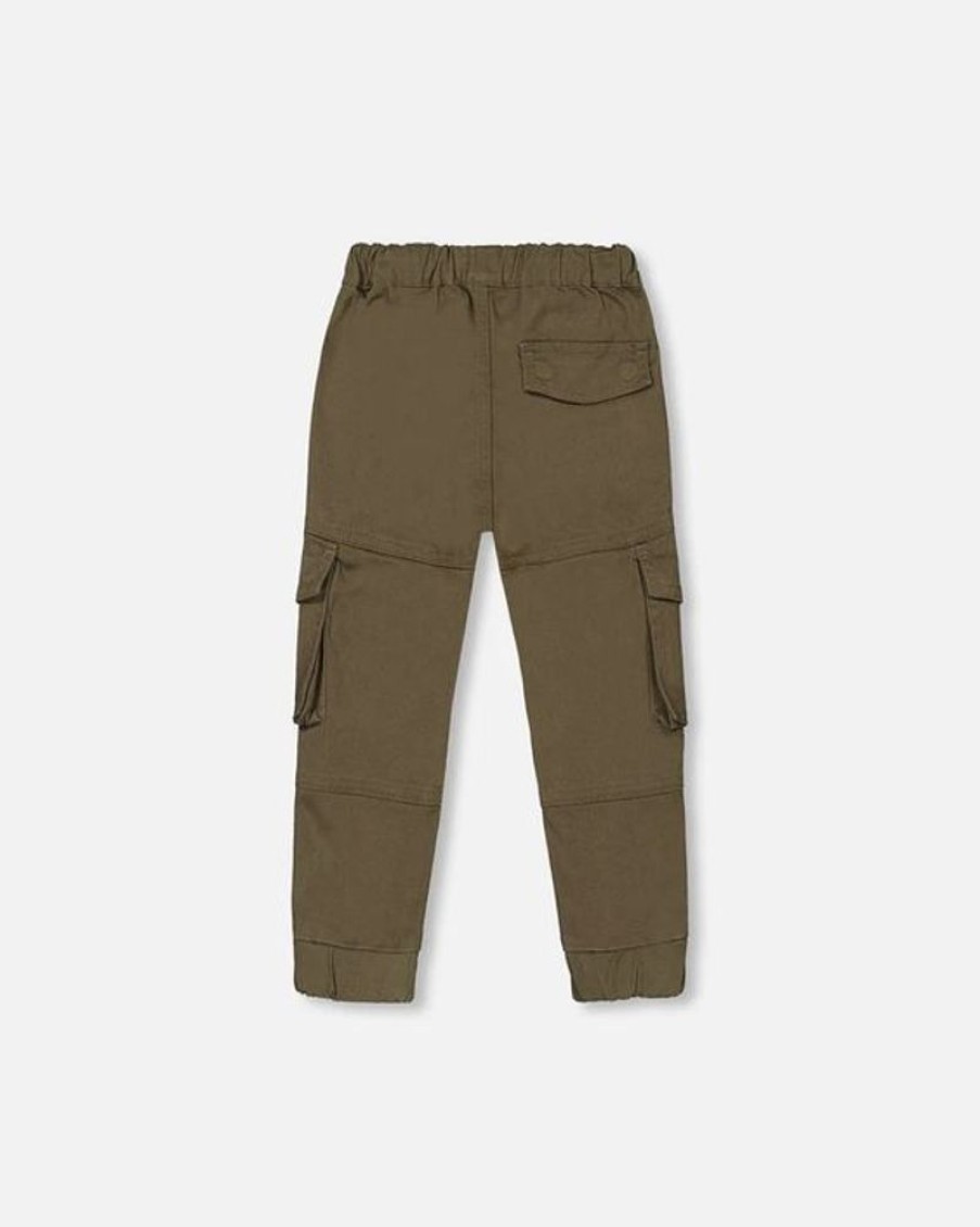 Kid DEUXPARDEUX Bottoms | Deux Par Deux- Big Kids Strech Twill Cargo Joggers Grape Leaf