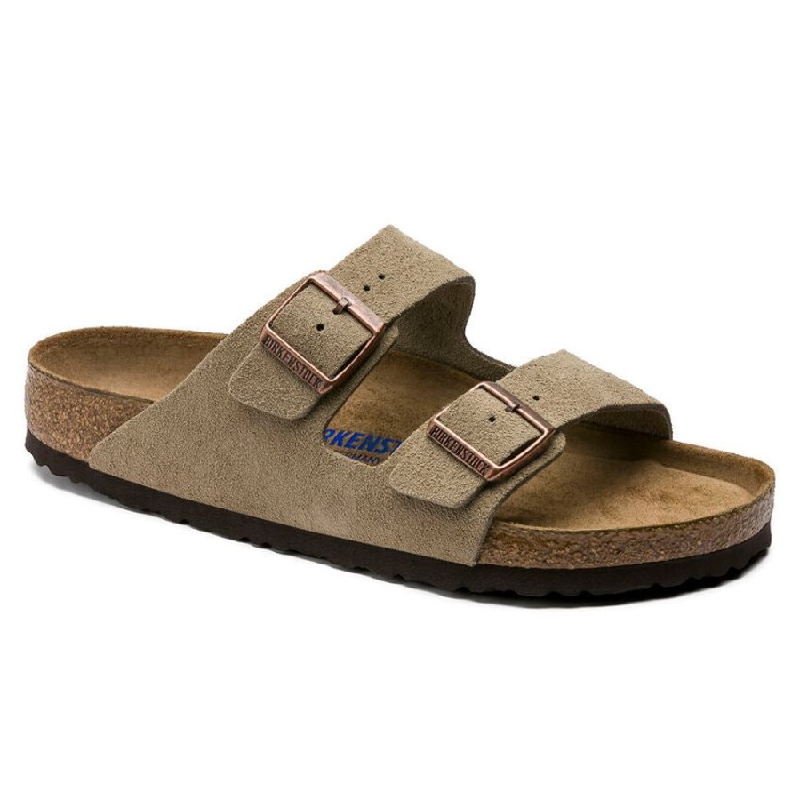 Women BIRKENSTOCK Casual Footwear | Birkenstock- Women'S Arizona Soft Footbed Suede Leather Sandal Taupe