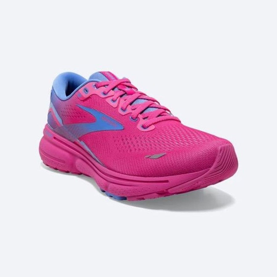 Women BROOKS Athletic Footwear | Brooks- Women'S Ghost 15 Cushioned Athletic Shoe Pink Glo-Blue