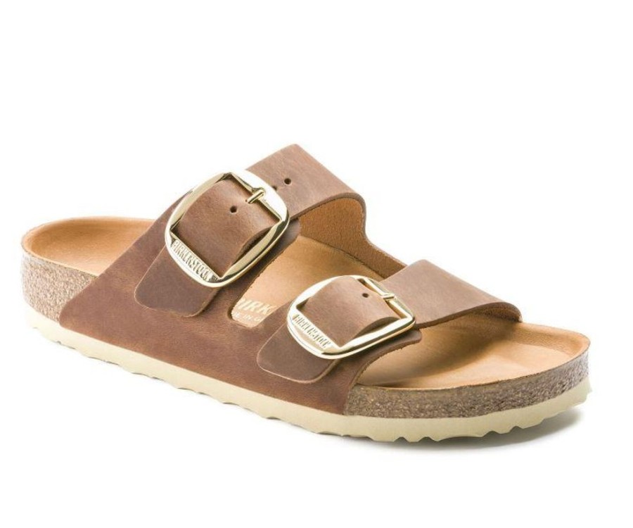 Women BIRKENSTOCK Casual Footwear | Birkenstock-Women'S Arizona Big Buckle Oiled Leather Sandal Antique Brown