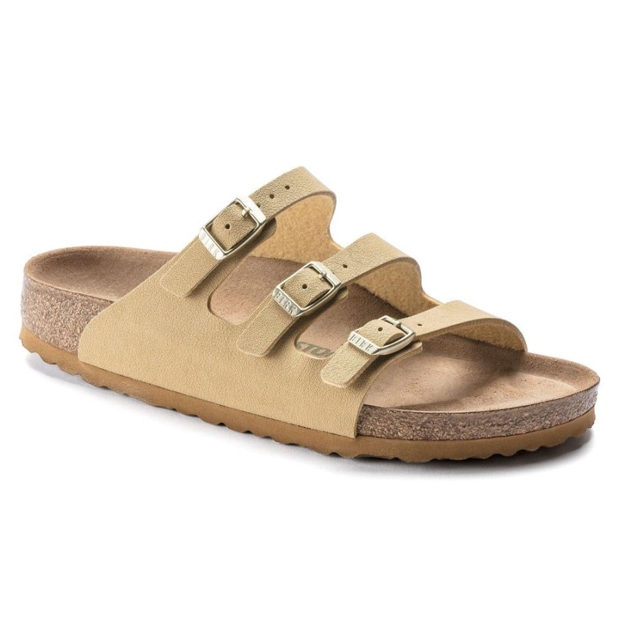 Women BIRKENSTOCK Sandals | Birkenstock- Women Florida Fresh Vegan Birkibuc Beige