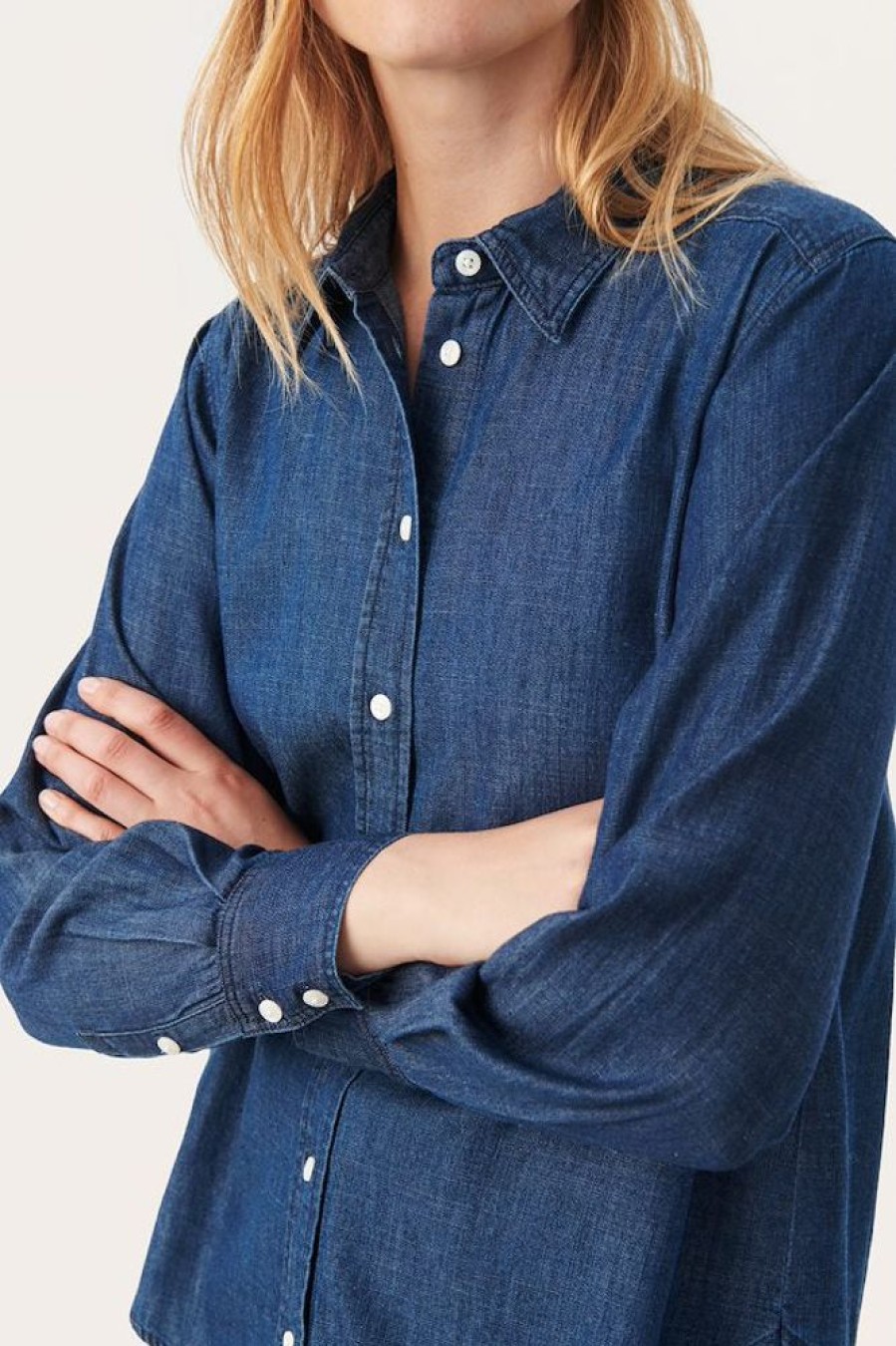 Women PART TWO Tops | Part Two- Ladies Bari Shirt Dark Vintage Denim