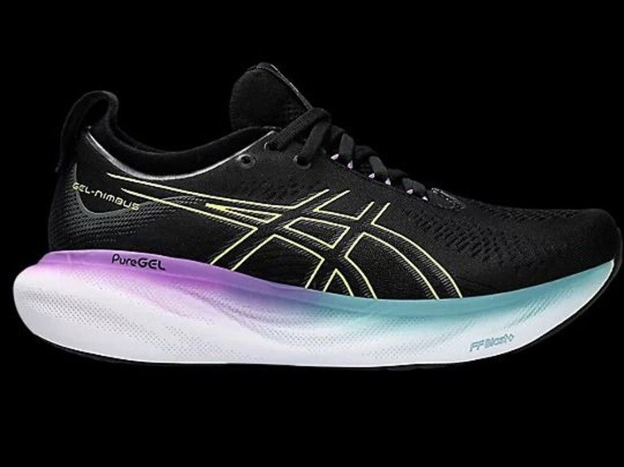 Women ASICS Athletic Footwear | Asics- Women'S Gel-Nimbus 25 Athletic Shoe Blk-Yellow