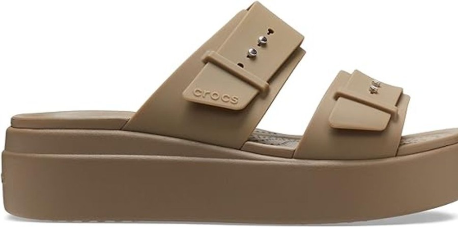 Women CROCS Sandals | Crocs- Women'S Brooklyn Buckle Platform Sandal Khaki