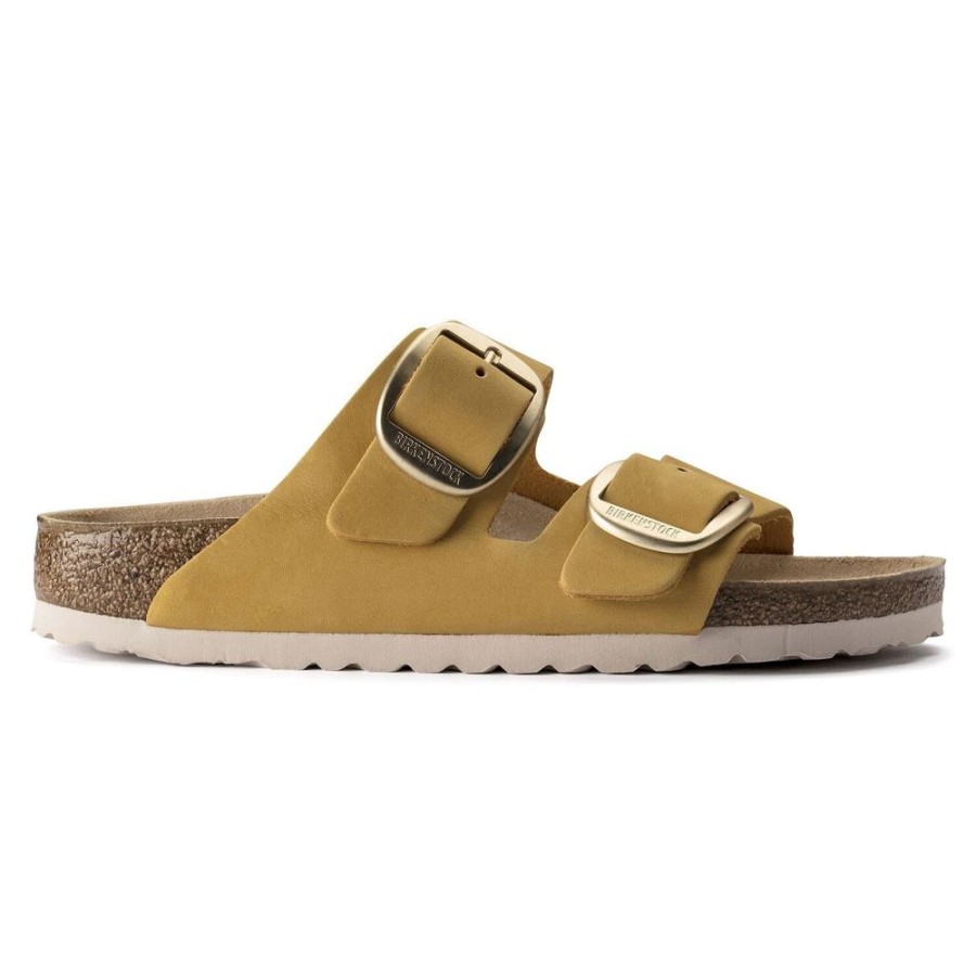 Women BIRKENSTOCK Sandals | Birkenstock- Women'S Arizona Big Buckle Nubuck Leather Sandal Yellow