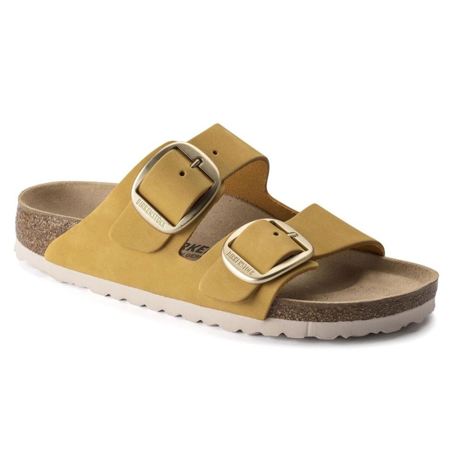 Women BIRKENSTOCK Sandals | Birkenstock- Women'S Arizona Big Buckle Nubuck Leather Sandal Yellow