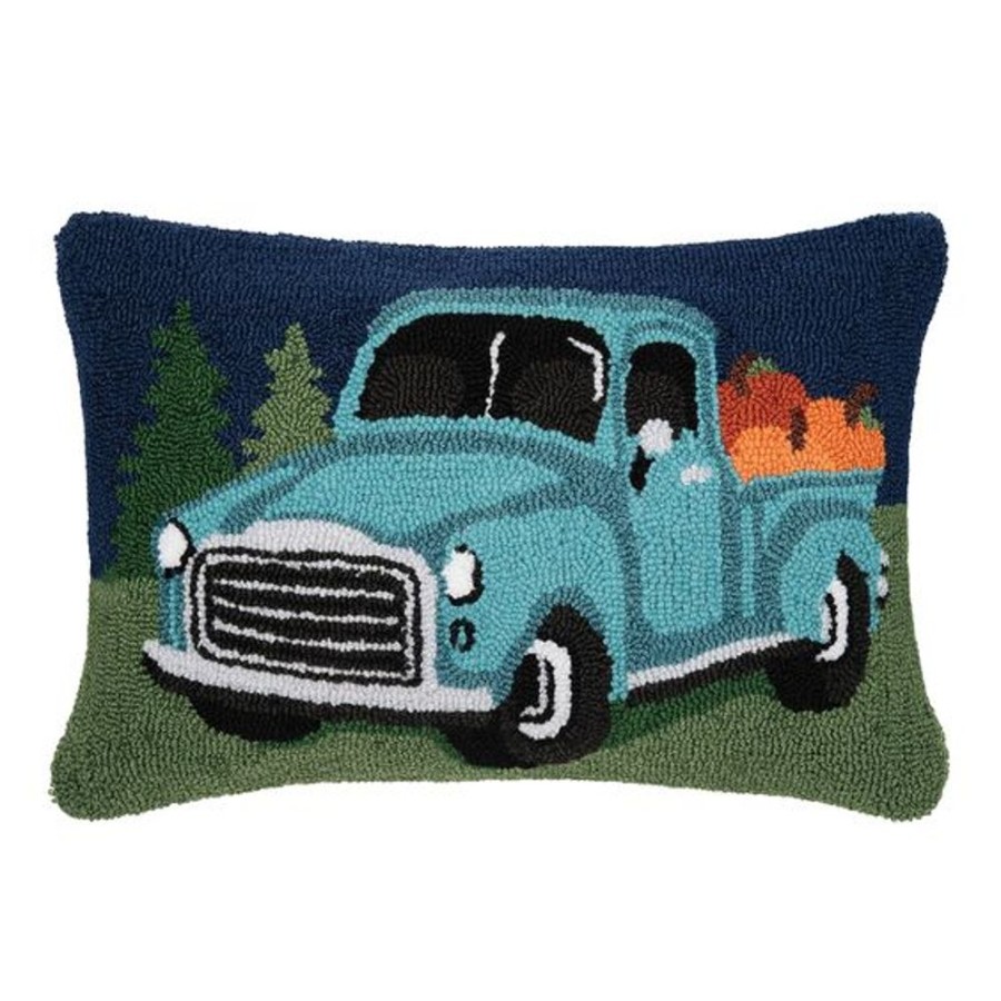 Cottage Kitchen C&F ENTERPRISES Decor | Carol & Frank- Pumpkin Truck Hooked Throw Pillow