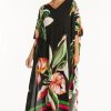 Women SEA LEVEL Cover-Ups | Sea Level- Ladies Sundown Maxi Kaftan Black Floral