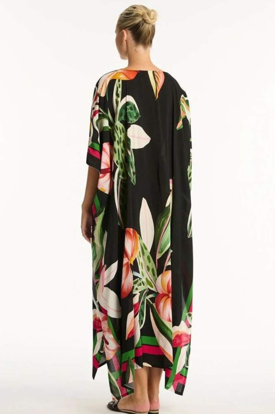 Women SEA LEVEL Cover-Ups | Sea Level- Ladies Sundown Maxi Kaftan Black Floral