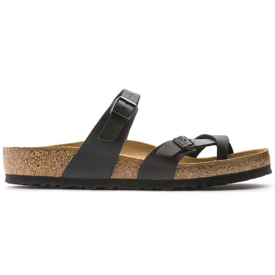 Women BIRKENSTOCK Casual Footwear | Birkenstock- Women'S Mayari Birko-Flor Sandal Smooth Black Leather