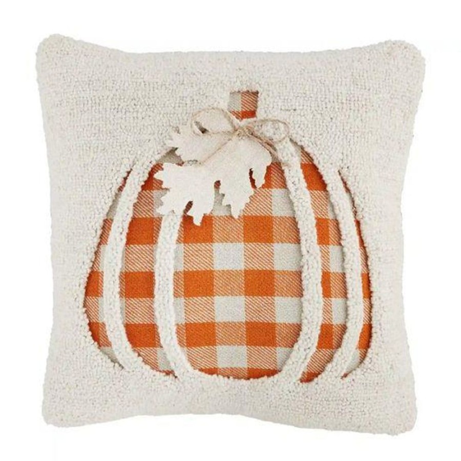 Cottage Kitchen DESIGN HOME Decor | Mudpie- Hooked Pumpkin Throw Pillow