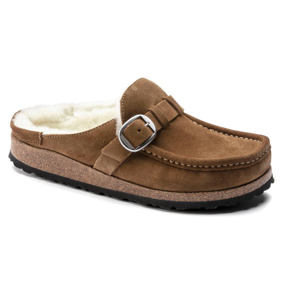 Women BIRKENSTOCK Casual Footwear | Birkenstock- Women'S Buckley Sherling Suede Leather Shoe Tea Suede