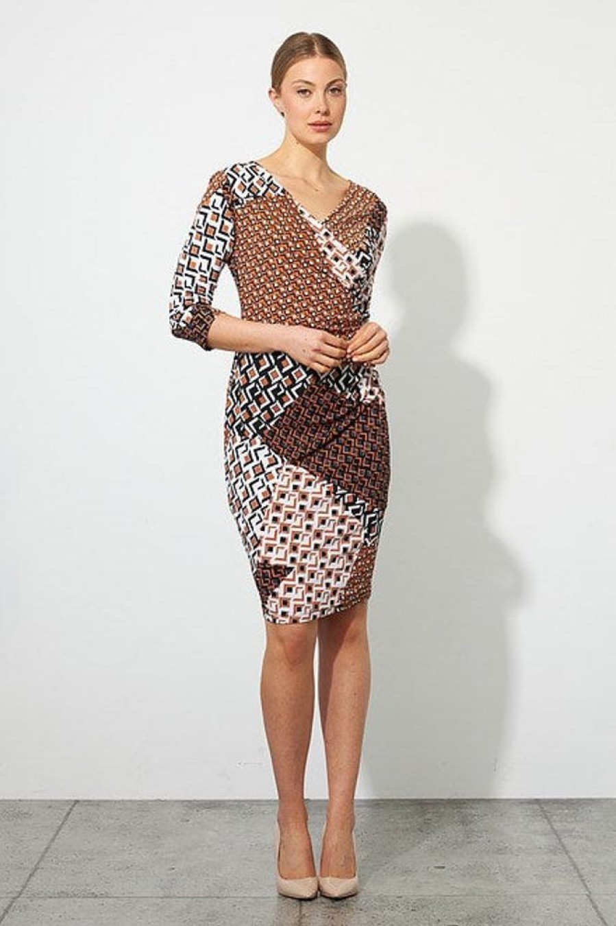 Women JOSEPH RIBKOFF Dresses | Joseph Ribkoff- Patchwork Dress Vanilla-Multi