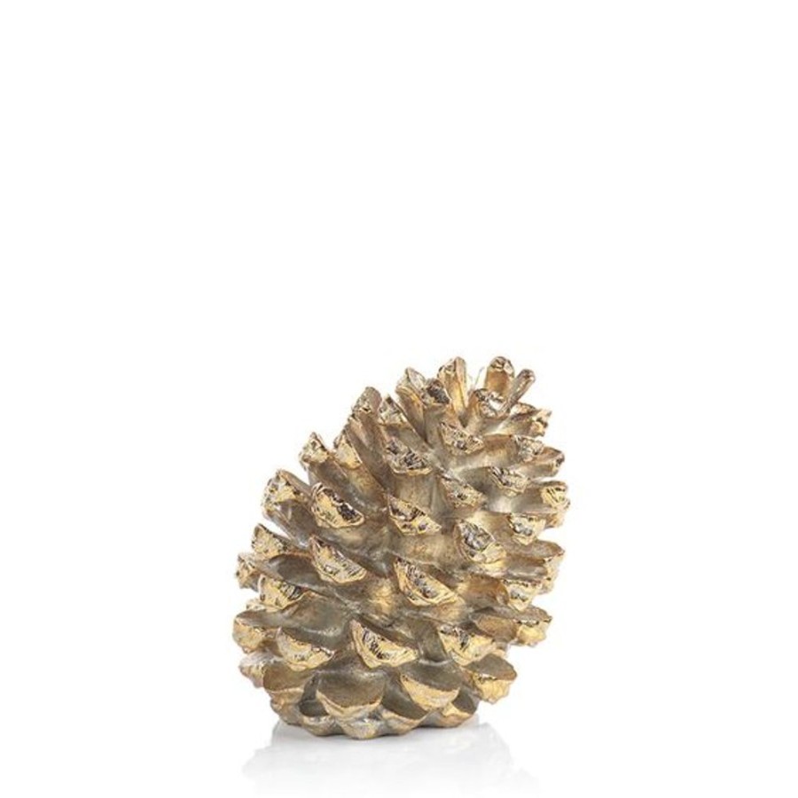 Cottage Kitchen SCHAUBEN & CO Decor | Zodax- Gold Decorative Pine Cone-Small