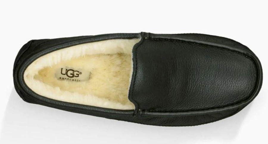 Men UGGS Slippers | Ugg-Men'S Ascot Leather Slipper Black