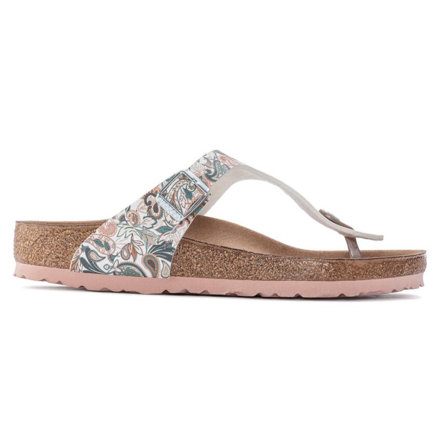 Women BIRKENSTOCK Casual Footwear | Birkenstock- Women'S Gizeh Vegan Sandal Lt Rose Paisley