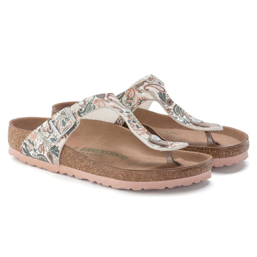 Women BIRKENSTOCK Casual Footwear | Birkenstock- Women'S Gizeh Vegan Sandal Lt Rose Paisley