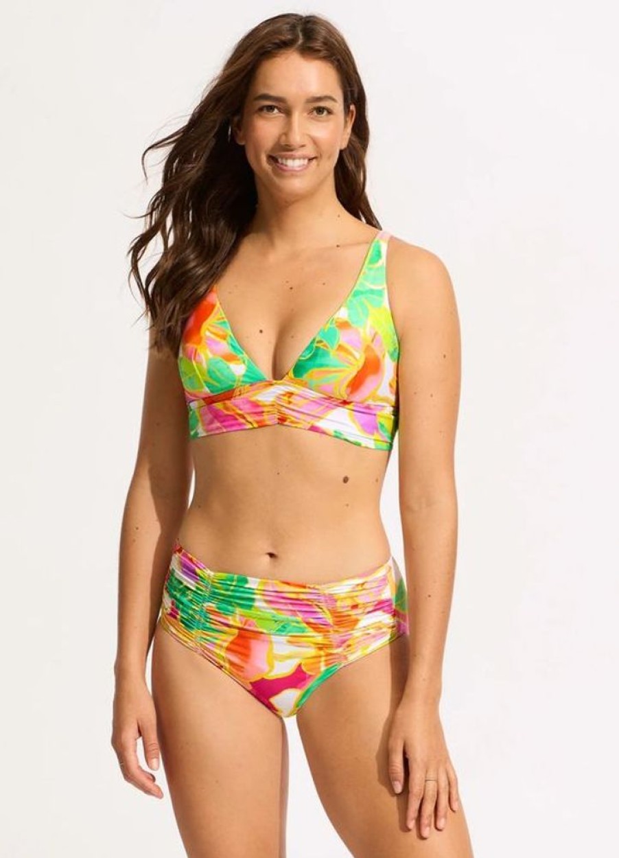 Women SEAFOLLY Bottoms | Seafolly- Women'S Gathered Front Swim Bottom Fuchsia Rose