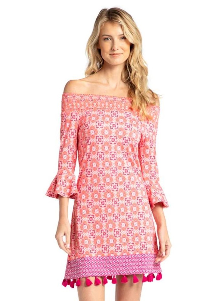 Women CABANA LIFE Dresses | Cabana Life- Women'S Embroided Off The Shoulder Dress Napa