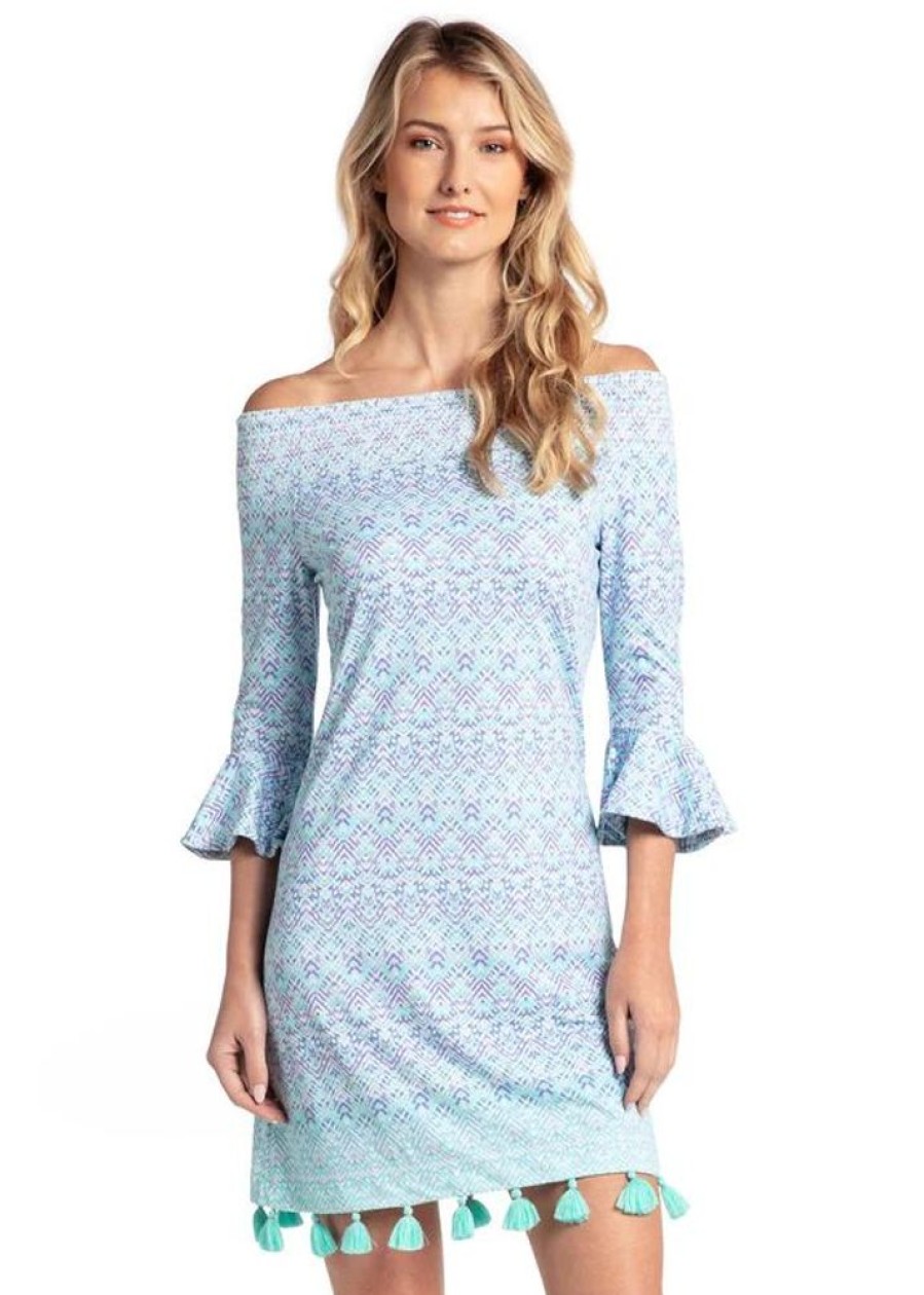 Women CABANA LIFE Dresses | Cabana Life- Women'S Embroided Off The Shoulder Dress Napa