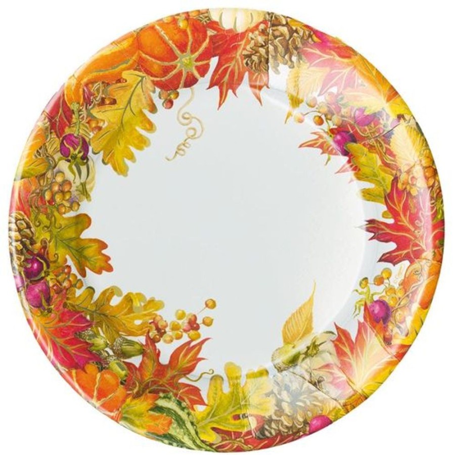 Cottage Kitchen CASPARI Serving Ware | Caspari- Harvest Garland Paper Dinner Plate