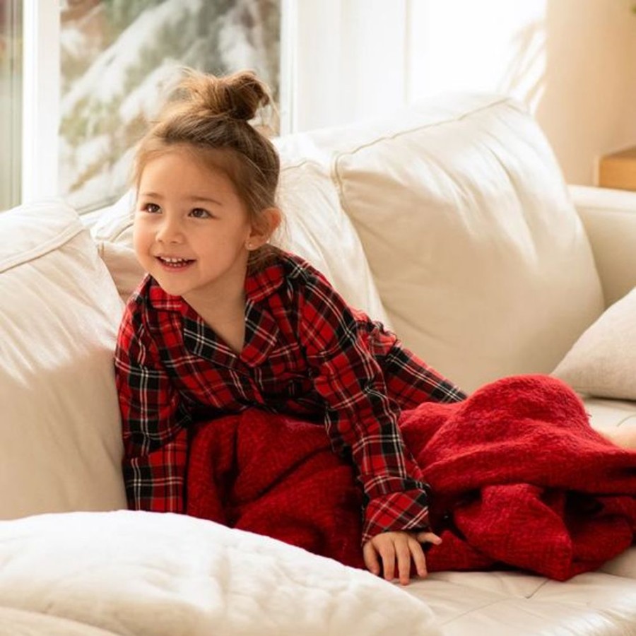 Kid PETIT LEM Sleepwear | Petit Lem- Kids Scarlet Tatrtan Plaid Sleep Set Red