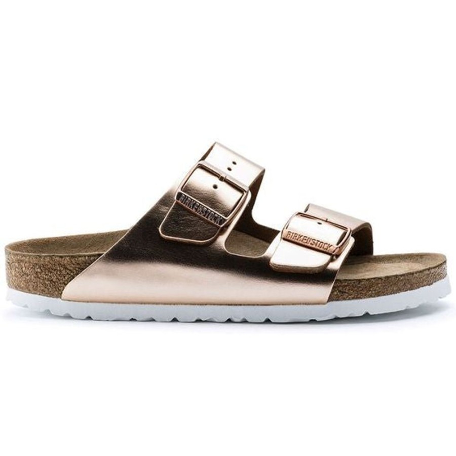 Women BIRKENSTOCK Sandals | Birkenstock- Women'S Arizona Soft Bed Sandal Metallic Copper