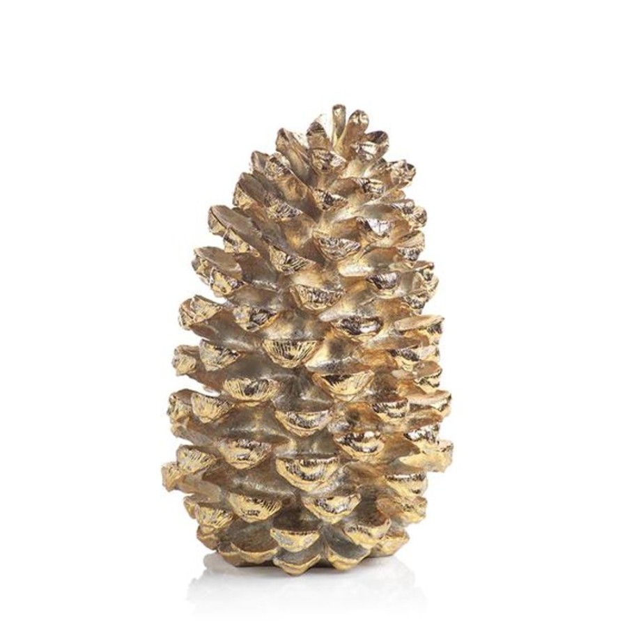 Cottage Kitchen SCHAUBEN & CO Decor | Zodax- Gold Decorative Pine Cone-Large