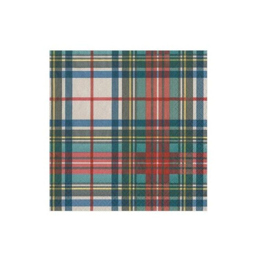 Cottage Kitchen CASPARI Serving Ware | Caspar- Dress Stewart Tartan Cocktail Napkin