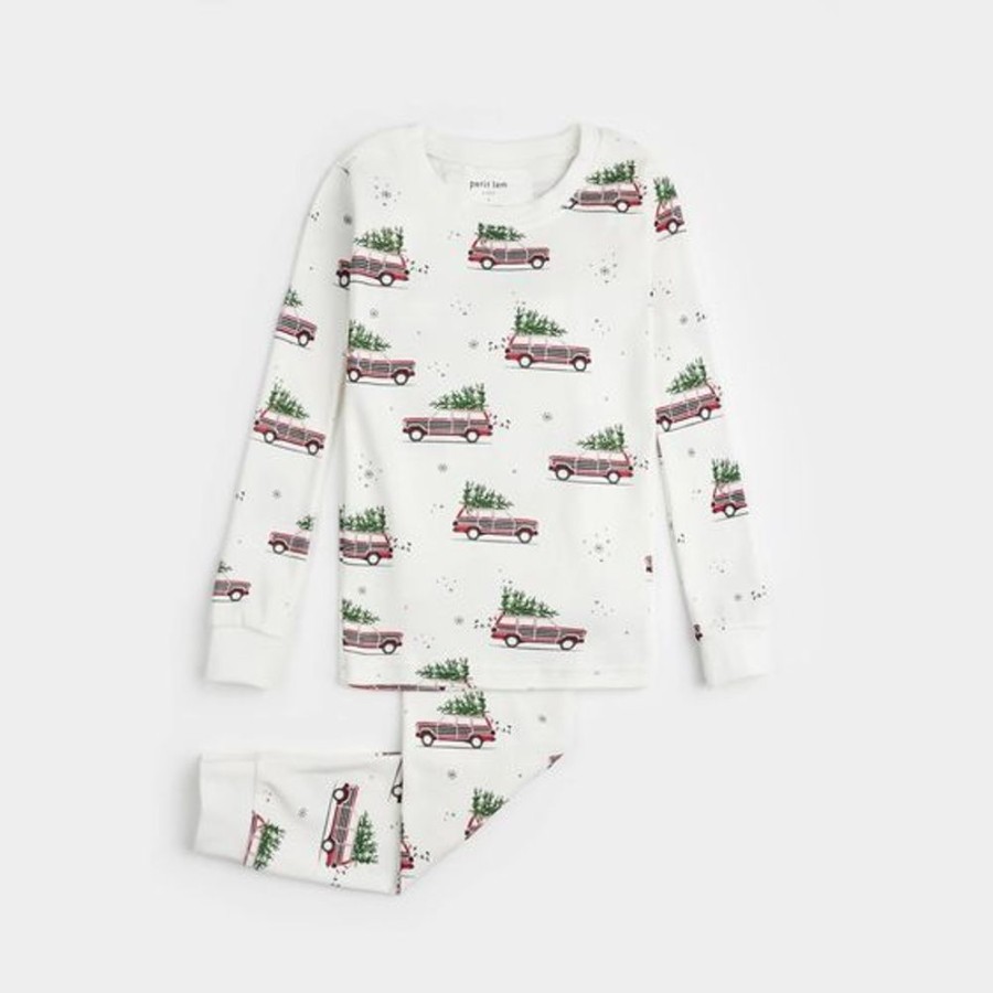 Kid PETIT LEM Sleepwear | Petit Lem- Big Kids Station Wagon Pajama Set Off White