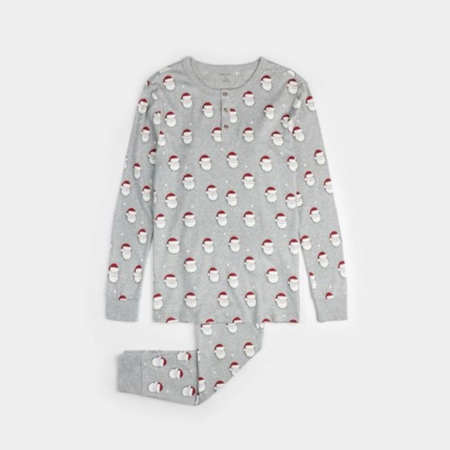 Men PETIT LEM Sleepwear & Lounge | Petit Lem- Men'S Santa Print Pajama Set Heather Grey