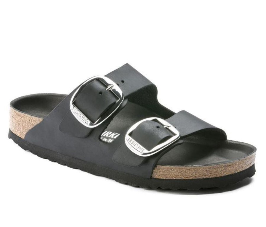 Women BIRKENSTOCK Casual Footwear | Birkenstock-Women'S Arizona Big Buckle Oiled Leather Sandal Black